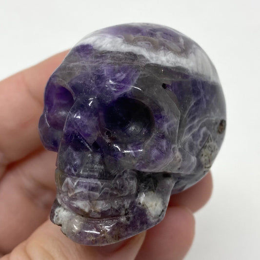 Chevron Amethyst Crystal Skull Carving 2