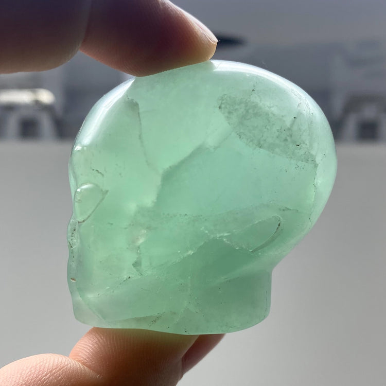 Green-Blue Fluorite Alien Head Carving