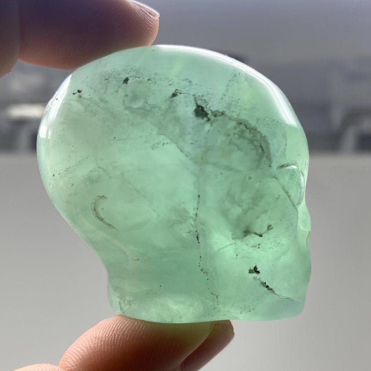 Green-Blue Fluorite Alien Head Carving