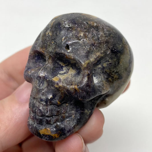 Silk Fluorite Matrix Skull Carving