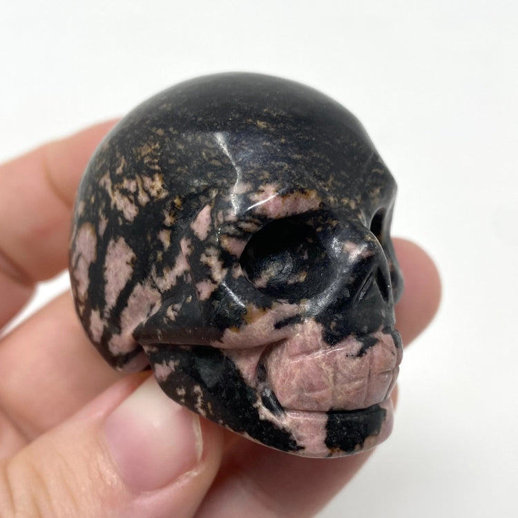 Rhodonite Skull Carving