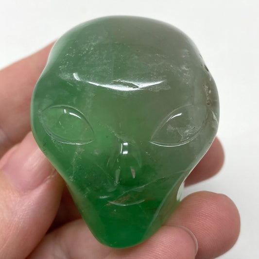 Green Fluorite Alien Head Carving