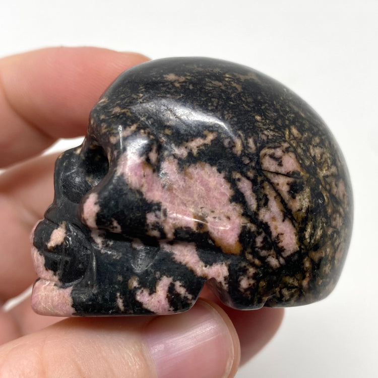 Rhodonite Skull Carving