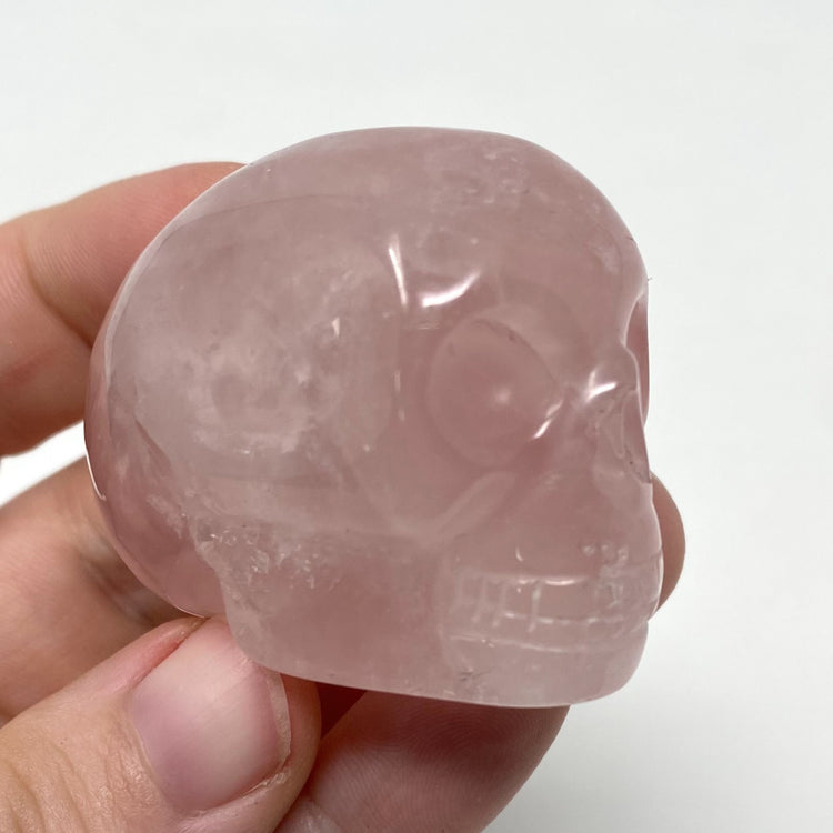 Rose Quartz Skull Carving