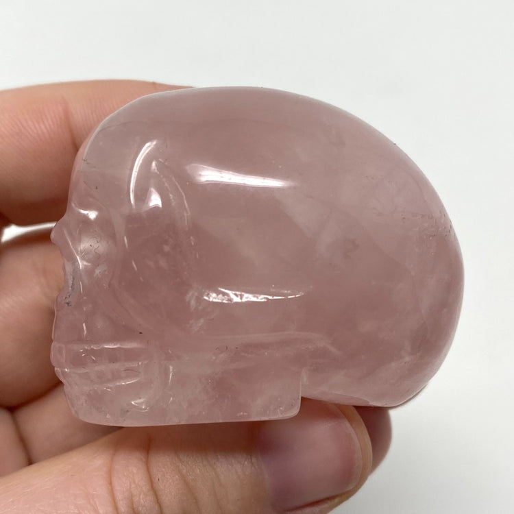 Rose Quartz Skull Carving