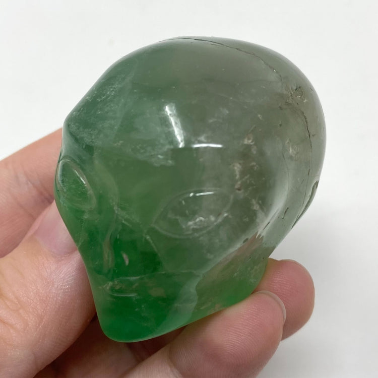 Green Fluorite Alien Head Carving