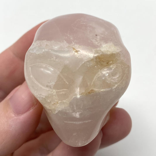 Rose Quartz Alien Head Carving