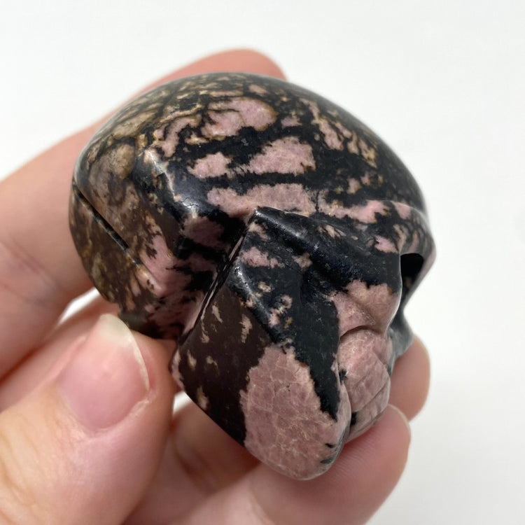 Rhodonite Skull Carving