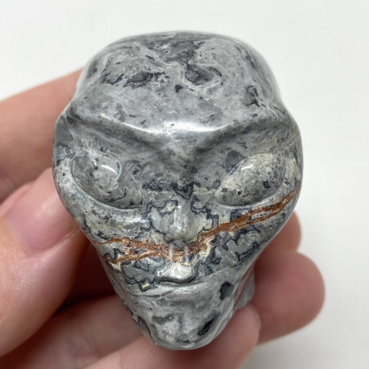 Map Stone Picasso Jasper Alien Head Carving