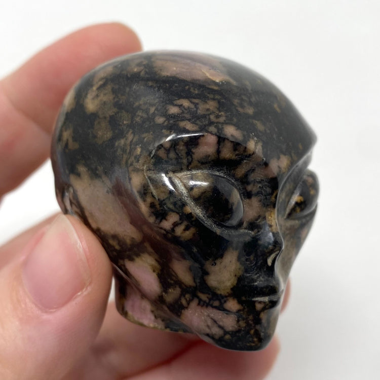 Rhodonite Alien Head Carving