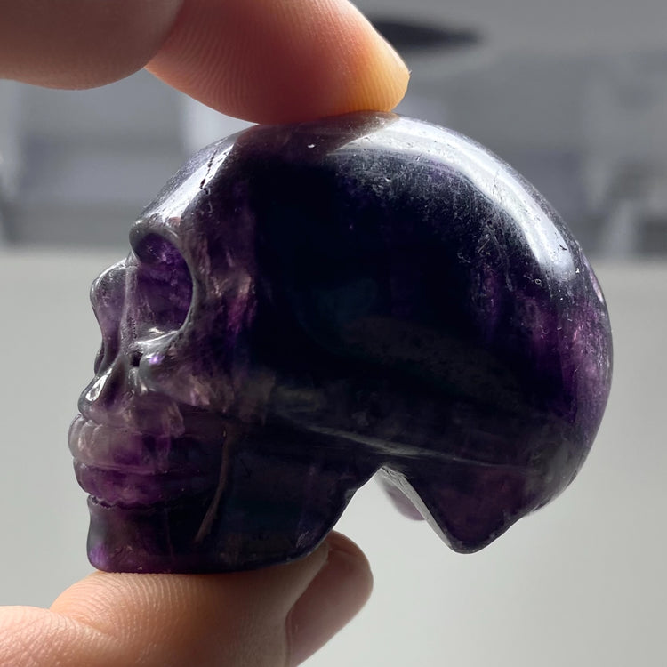 Purple Fluorite Skull Carving