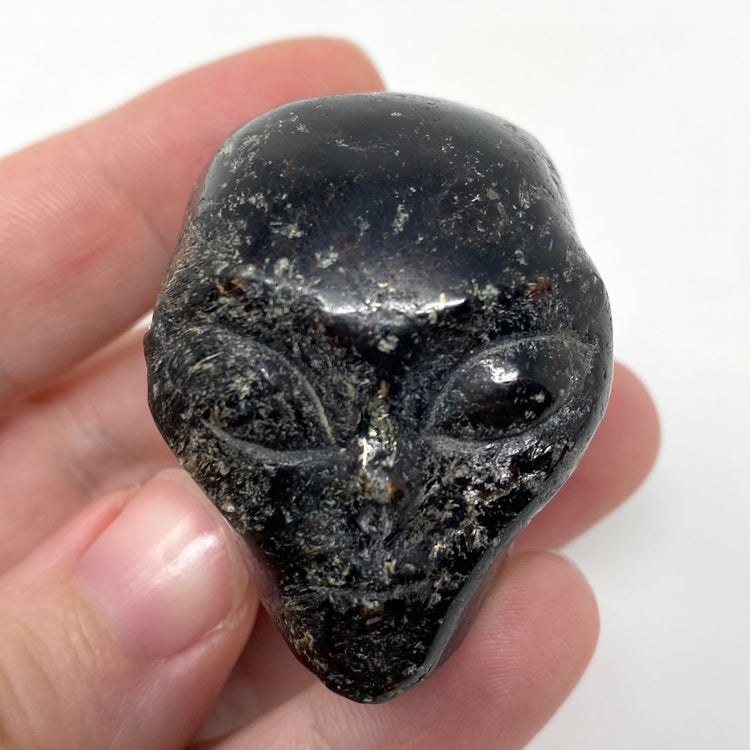 Arfvedsonite Alien Head Carving