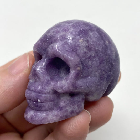 Lepidolite Skull Carving