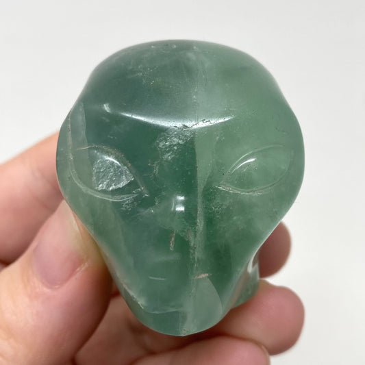 Green-Blue Fluorite Alien Head Carving