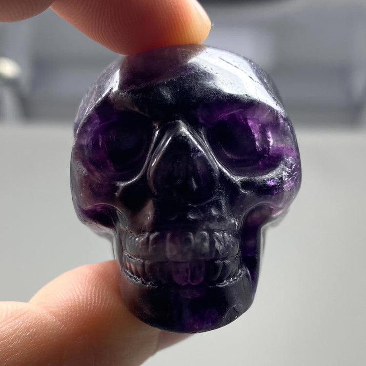 Purple Fluorite Skull Carving