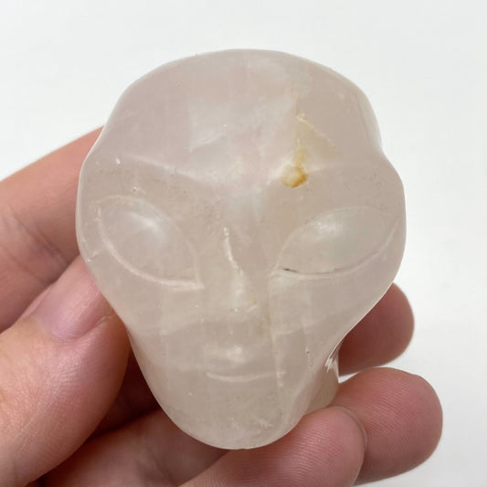 Rose Quartz Alien Head Carving 2