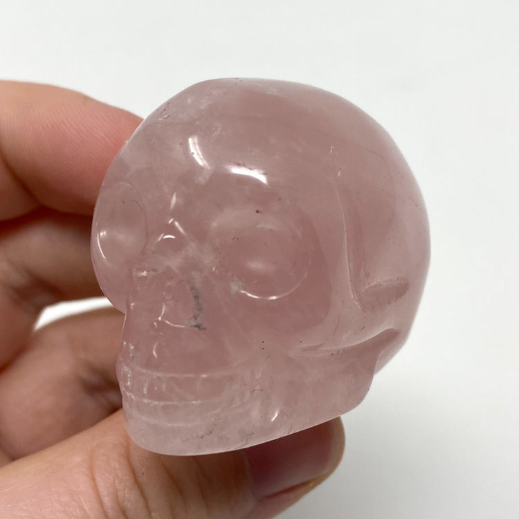 Rose Quartz Skull Carving