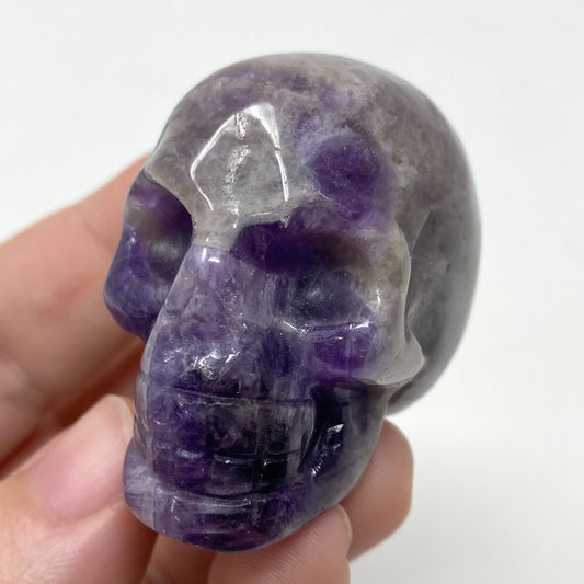 Chevron Amethyst Skull Carving