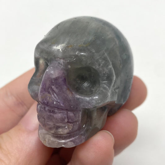 Rainbow Fluorite Crystal Skull Carving