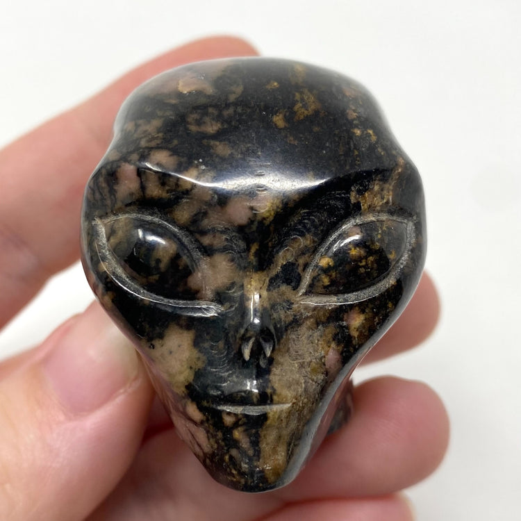 Rhodonite Alien Head Carving