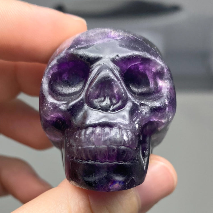 Purple Fluorite Skull Carving