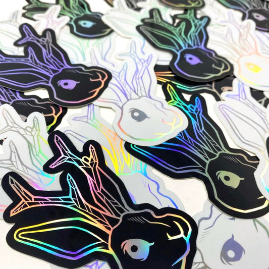 Lucid Rabbit Jackalope Logo Holographic Vinyl Sticker