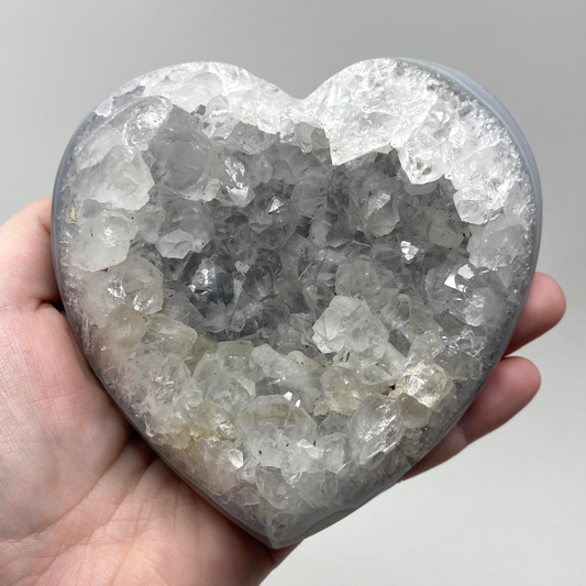 Quartz & Blue Lace Agate Geode Cluster Heart