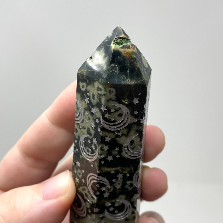 Ocean Jasper Tower with Stars & Moons