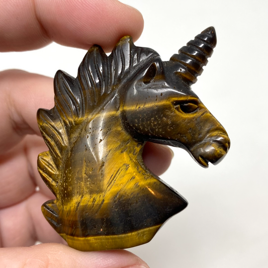 Tiger’s Eye Unicorn Carving