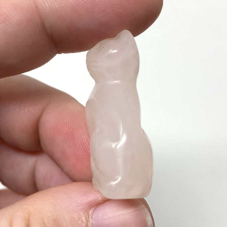 Small Rose Quartz Cat Carving