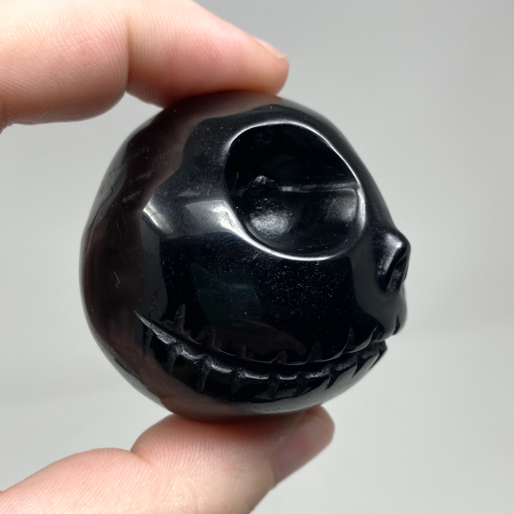 Large Black Obsidian Jack Head Carving