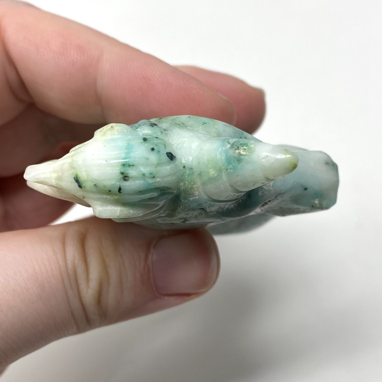 Chrysocolla in Quartz Unicorn Bust Carving