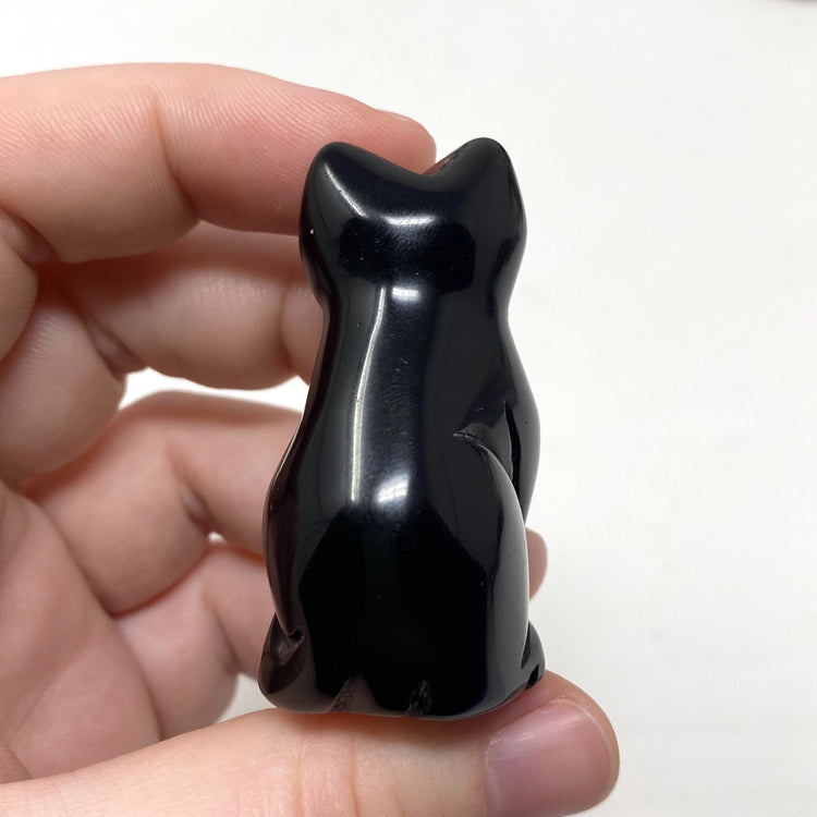 Black Obsidian Cat Carving