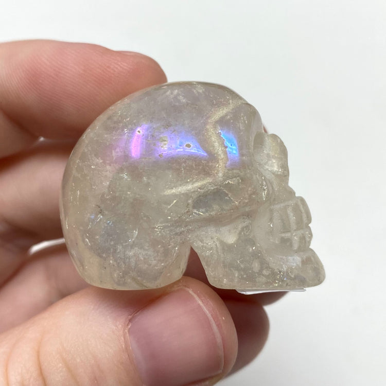 Small Aura Quartz Skull Carving