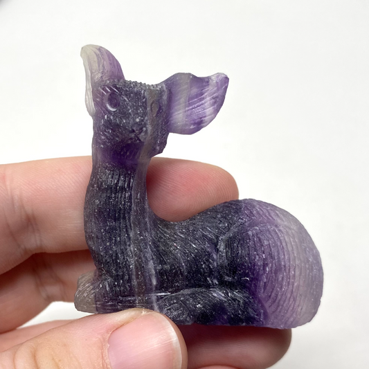 Purple Fluorite Deer Carving