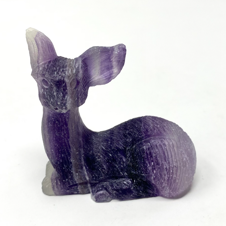 Purple Fluorite Deer Carving