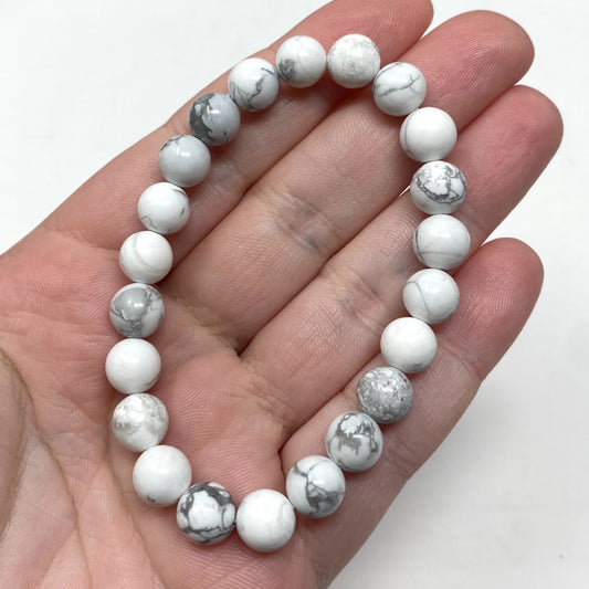 Howlite Crystal Gemstone Bracelet 8mm Beads