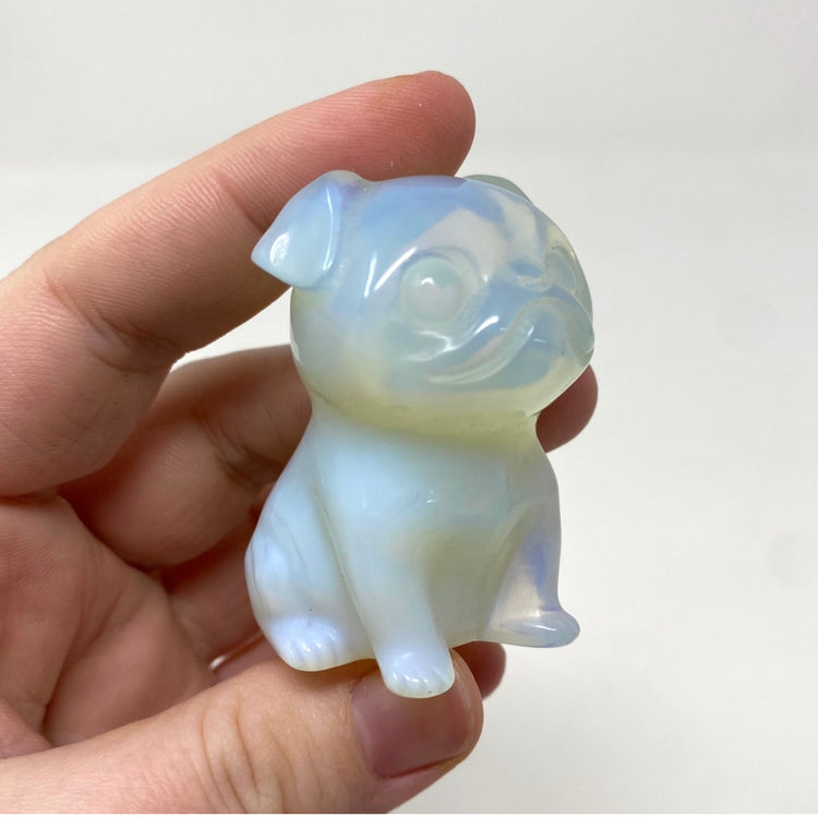 Opalite Pug Dog Carving