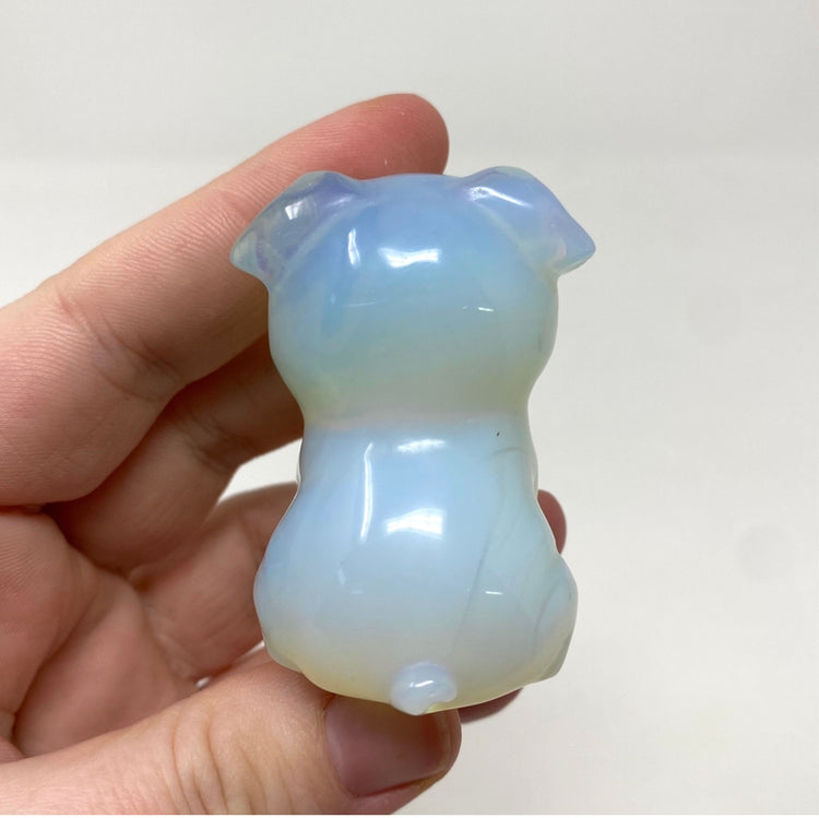 Opalite Pug Dog Carving