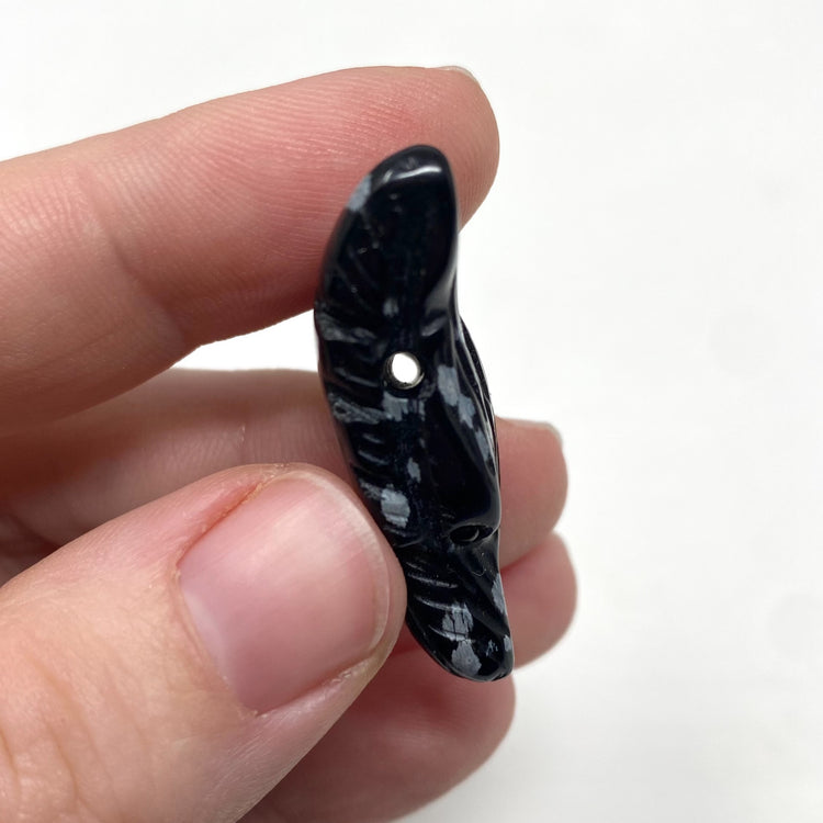 Snowflake Obsidian Wolf Head Carving