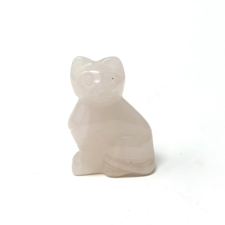 Small Rose Quartz Cat Carving