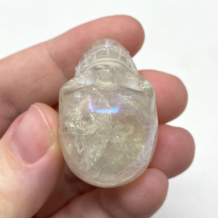 Small Aura Quartz Skull Carving