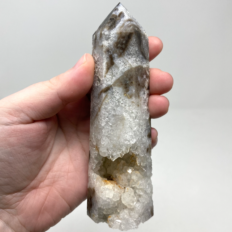 Druzy Sphalerite Quartz Geode Tower