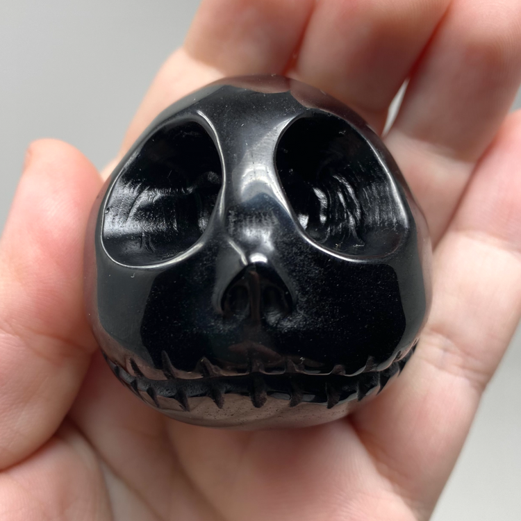 Large Black Obsidian Jack Head Carving