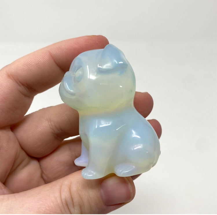 Opalite Pug Dog Carving