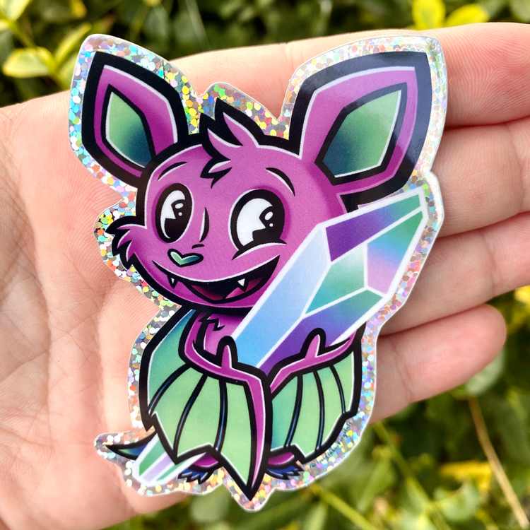 Fritz Batsby Bat Holographic Glitter Vinyl Sticker