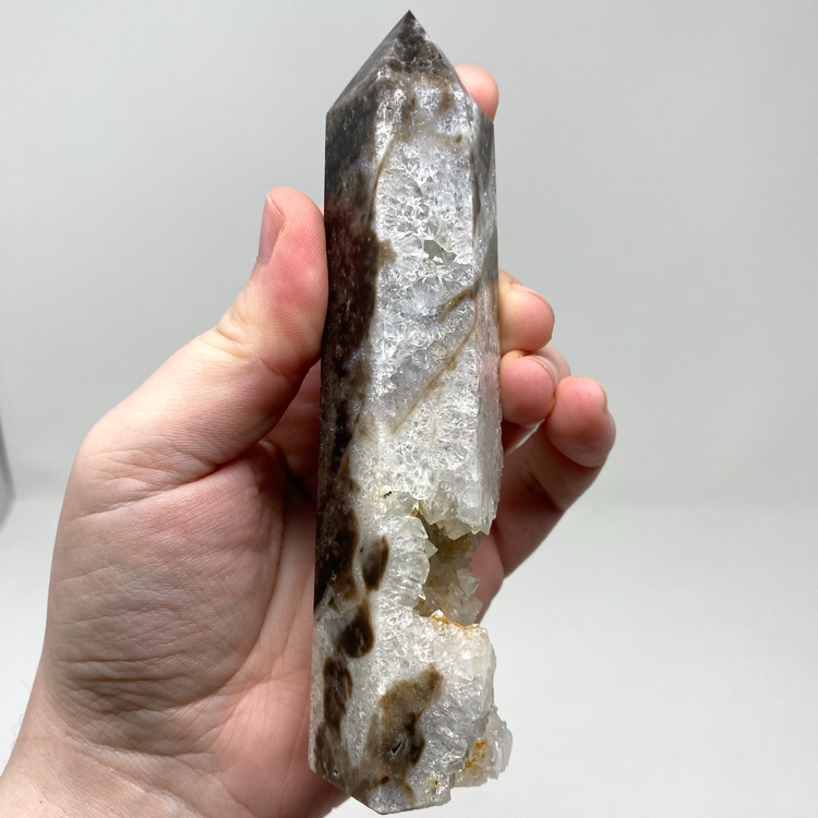 Druzy Sphalerite Quartz Geode Tower