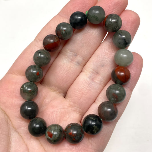 African Bloodstone Crystal Gemstone Bracelet 10mm Beads