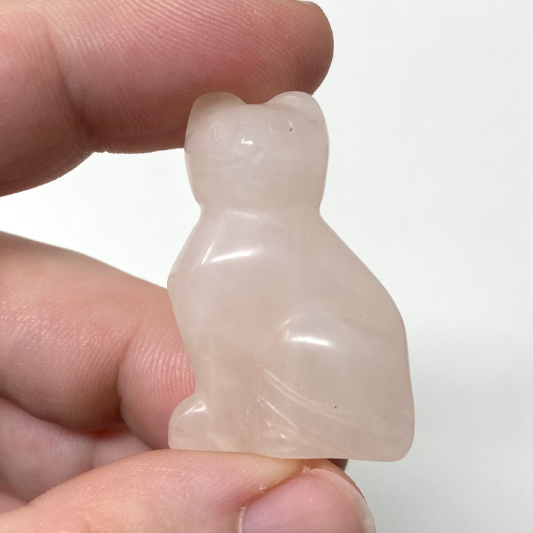 Small Rose Quartz Cat Carving