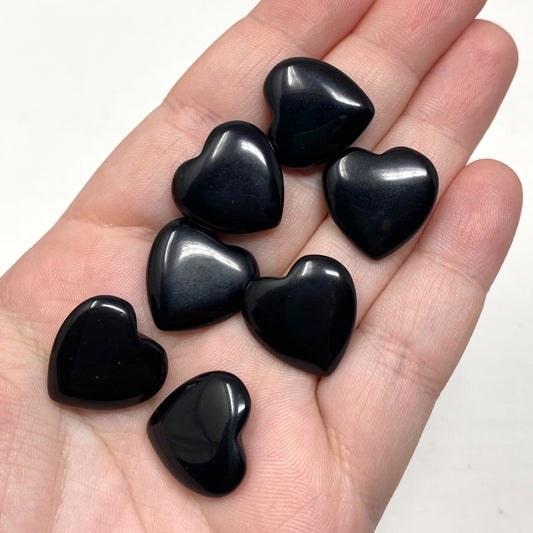 Mini Black Obsidian Crystal Heart Carving
